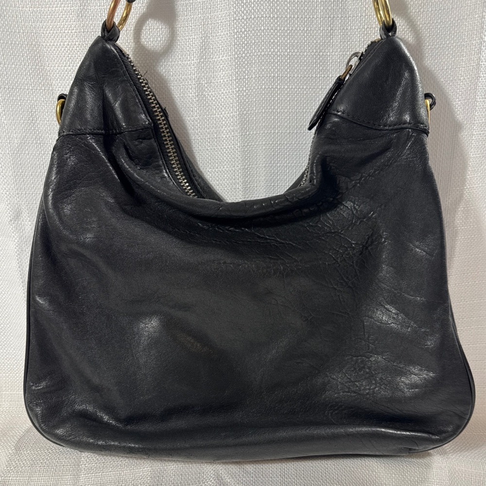 Marc by Marc Jacobs Black Leather Hobo Shoulder Bag Gold Hardware Slouchy - Picture 2 of 15
